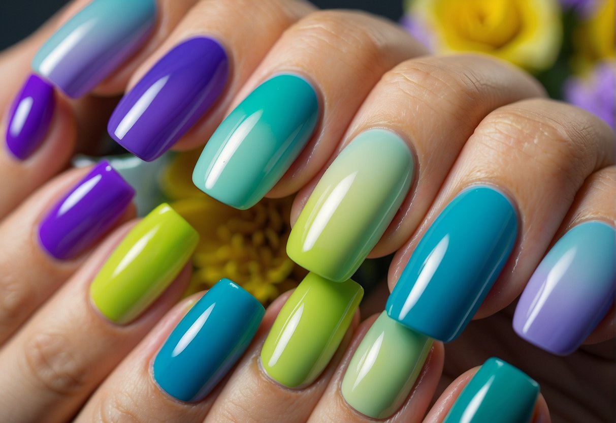 Spring Ombre Nails: Fresh Designs to Welcome Spring Season 2024 3 Vibrant gradient nails with advanced materials. Ombre effect with spring colors